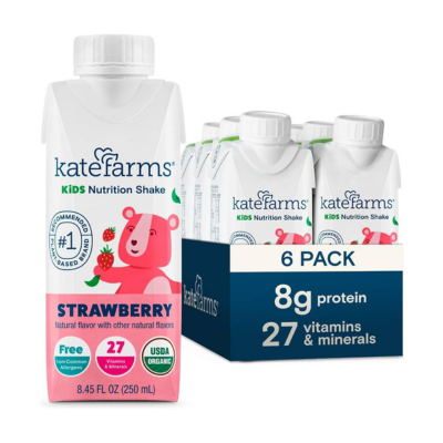 KATE FARMS Organic Kids Nutrition Shake, Chocolate, 8g of protein